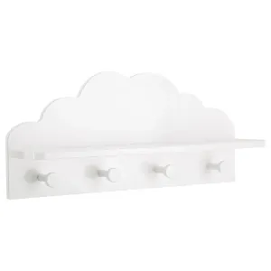 DekorStyle Nástěnný věšák s poličkou Cloud bílý