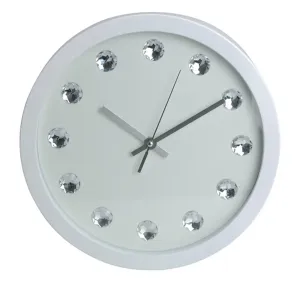 DekorStyle Nástěnné hodiny Krystal 30 cm bílé