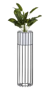 DekorStyle Květináč na stojanu LOFT I 70 cm černý/bílý