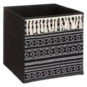 DekorStyle Úložný textilní box Tassel 31 cm černý/bílý