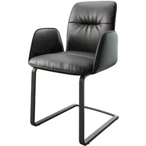DELIFE Jídelní židle Vinja-Flex černá pravá kůže konzolová podnož plochá černá