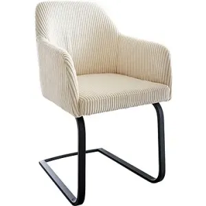 DELIFE Jídelní židle Greg-Flex konzolová podnož plochá černá manšestr béžový