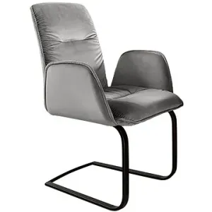 DELIFE Jídelní židle Vinja-Flex šedý samet konzolová podnož plochý černý