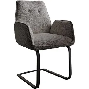 DELIFE Jídelní židle Zoa-Flex konzolová podnož plochá černá bouclé šedý