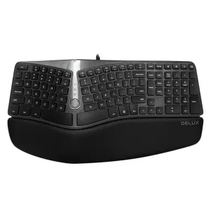 Bezdrátová ergonomická klávesnice Delux GM901U Hub BT+2.4G (šedá)
