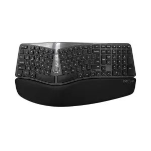 Bezdrátová ergonomická klávesnice Delux GM901D BT+2.4G (černá)