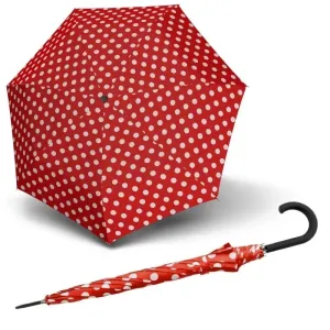 Derby Hit Long Automatic Baloon - dámský holový vystřelovací deštník, červená, puntík