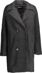 Kabát Desigual dámský, černá barva, přechodný, dvouřadový #1142557