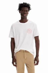 Bavlněné tričko Desigual bílá barva, s potiskem #5674698