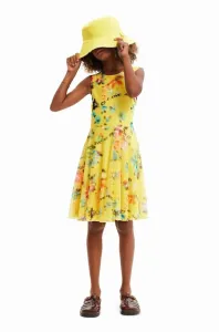 Dětské bavlněné šaty Desigual žlutá barva, mini #3405608