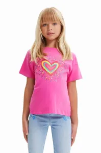 Dětské bavlněné tričko Desigual růžová barva #3405592