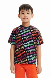Dětské bavlněné tričko Desigual černá barva