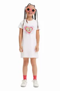 Dětské bavlněné šaty Desigual bílá barva, mini #4946814
