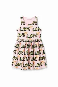 Dětské bavlněné šaty Desigual růžová barva, mini #4947640