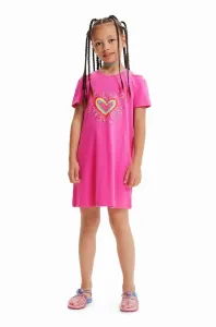 Dětské bavlněné šaty Desigual růžová barva, mini #4946812