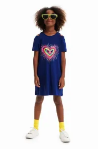 Dětské bavlněné šaty Desigual tmavomodrá barva, mini #4946813