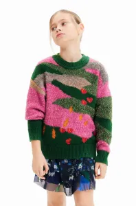 Dětský svetr s příměsí vlny Desigual růžová barva