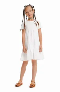 Dívčí šaty Desigual bílá barva, midi
