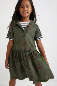 Dívčí šaty Desigual zelená barva, mini, áčková