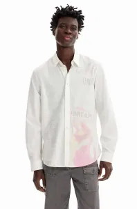 Košile Desigual bílá barva, regular, s klasickým límcem