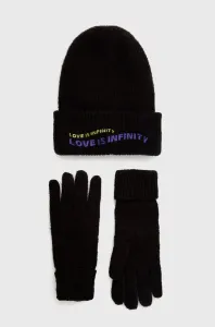 Čepice a rukavice Desigual černá barva