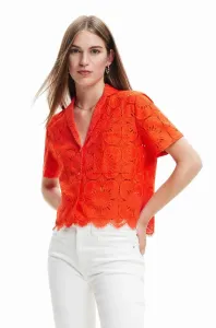 Košile Desigual dámská, červená barva, regular, s klasickým límcem