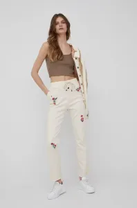 Kalhoty Desigual dámské, béžová barva, high waist #1990752