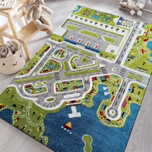 Dětský koberec Sensory s motivem přímořského městečka #5066532