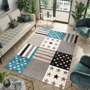 Rozkošný modrý koberec s hvězdami #5621431