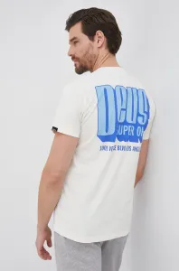 Bavlněné tričko Deus Ex Machina krémová barva, s potiskem #1973872