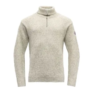 Vlněný svetr DEVOLD Nansen Wool Zip Neck- Grey Melange Velikost: M