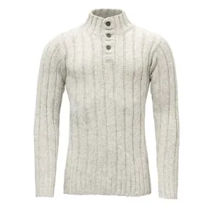 Vlněný svetr se stojáčkem DEVOLD Nansen Wool Button Neck - Grey Melange Velikost: 3XL