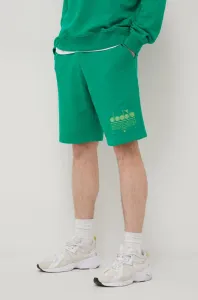 Bavlněné šortky Diadora pánské, zelená barva