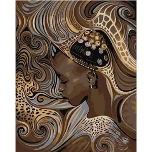 Diamondi - AFRICKÁ DOMORODÁ DÍVKA, 40x50 cm, vypnuté plátno na rám