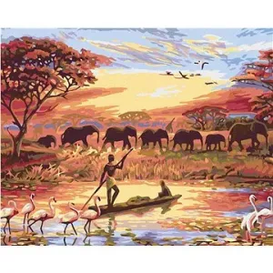 Diamondi - AFRICKÝ ZÁPAD SLUNCE, 40x50 cm, vypnuté plátno na rám