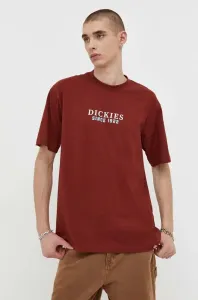 Bavlněné tričko Dickies vínová barva, s potiskem