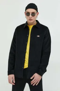 Manšestrová košile Dickies černá barva, regular, s klasickým límcem