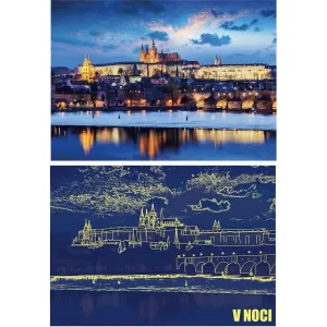 Puzzle Pražský hrad svítící ve tmě 1000 dílků 66x47cm v krabici 32x23x7cm