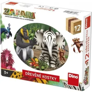 Zafari: Dřevěné obrázkové kostky 12 kostek