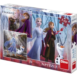 Puzzle 3v1 Ledové království II/Frozen II 3x55dílků v krabici 27x19x4cm