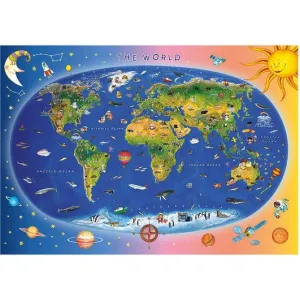 Puzzle Dětská mapa světa ilustrovaná 300XL dílků 47x33cm