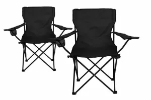 Divero 33436 Kempingová sada - 2x skládací židle s držákem - černá