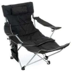 Divero D75907 kempingová židle s odnímatelnou podnožkou, černá #4701128