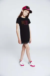 Dětské bavlněné šaty Dkny černá barva, mini #4981492
