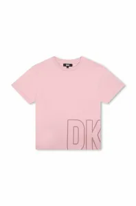 Dětské bavlněné tričko Dkny fialová barva, s potiskem