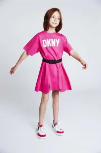 Dívčí šaty Dkny růžová barva, mini, oversize