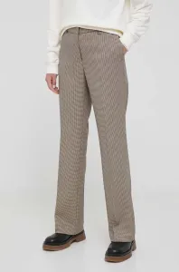 Kalhoty Dkny dámské, béžová barva, jednoduché, high waist