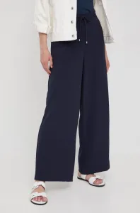 Kalhoty Dkny dámské, tmavomodrá barva, široké, high waist