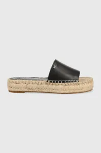 Kožené pantofle Dkny CAMILLO dámské, černá barva, na platformě, K1304618 #5010492