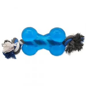 Hračka Dog Fantasy Strong kost s provazem 13,9cm modrá